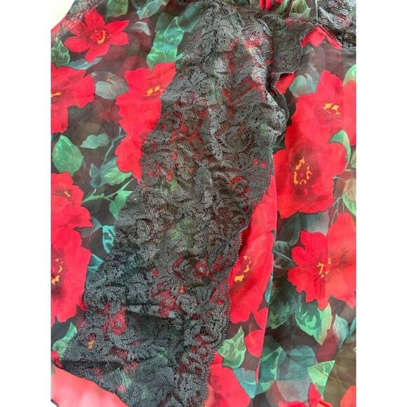 VTG Victoria's Secret Gold Label Baby Doll Dark Floral Whimsigoth Cami Medium - Picture 5 of 5